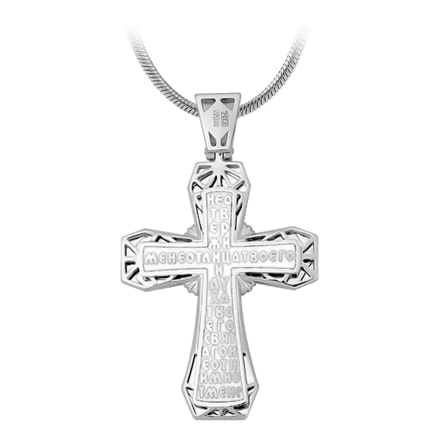 Крест с бриллиантом, белое золото, н.керамика 2