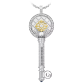 Подвес с сапфиром и бриллиантами, белое и жёлтое золото