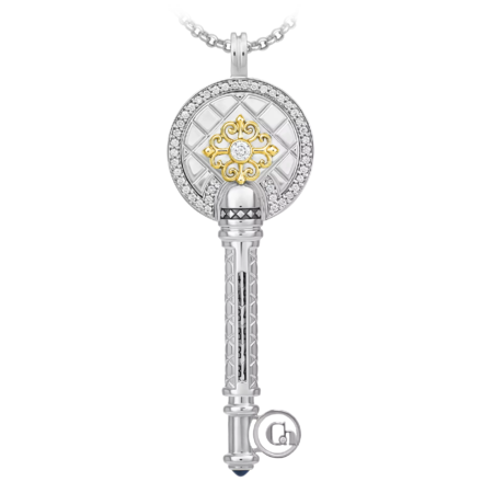 Подвес с сапфиром и бриллиантами, белое и жёлтое золото