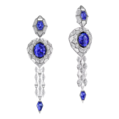 Серьги с бриллиантами и танзанитами, белое золото