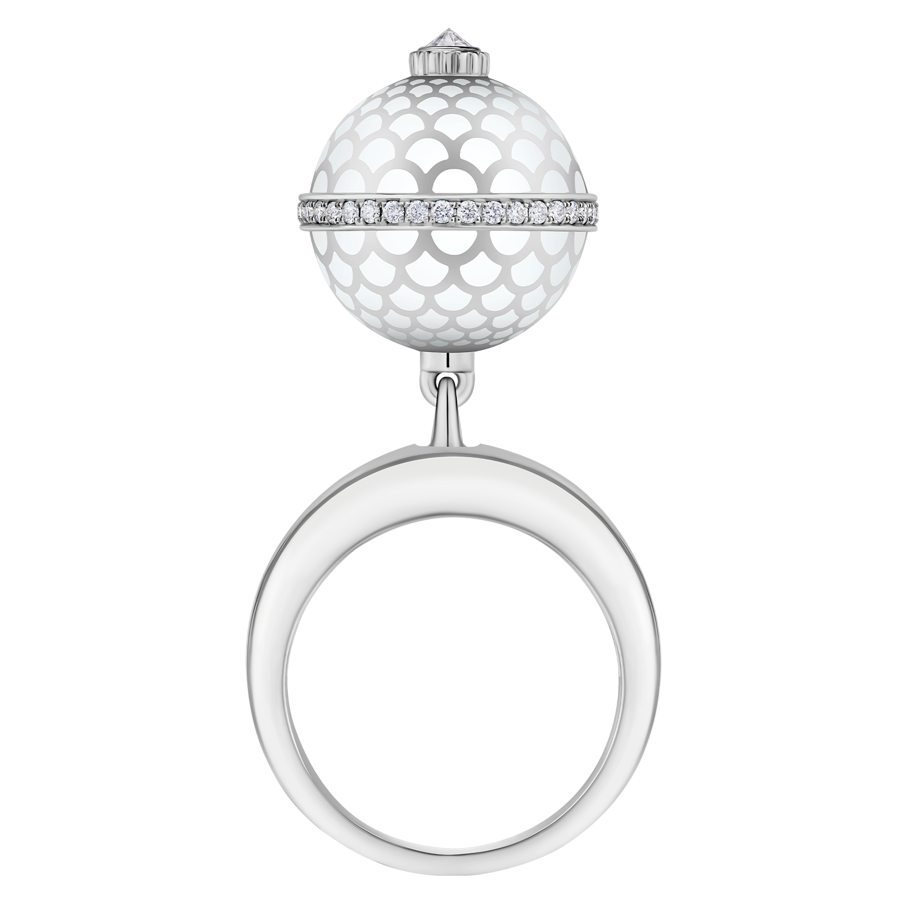 Кольцо с бриллиантами, белое золото, н.керамика