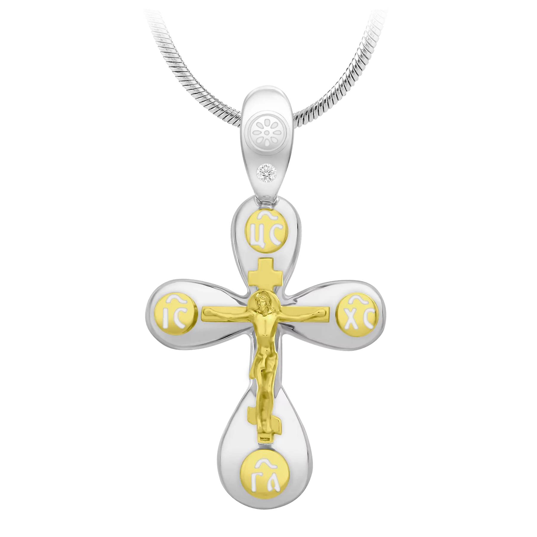 Подвес с бриллиантом, белое и желтое золото, н.керамика