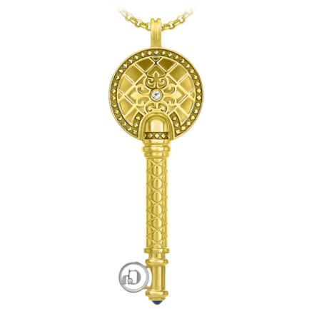 Подвес с сапфиром и бриллиантами, жёлтое и белое золото 2