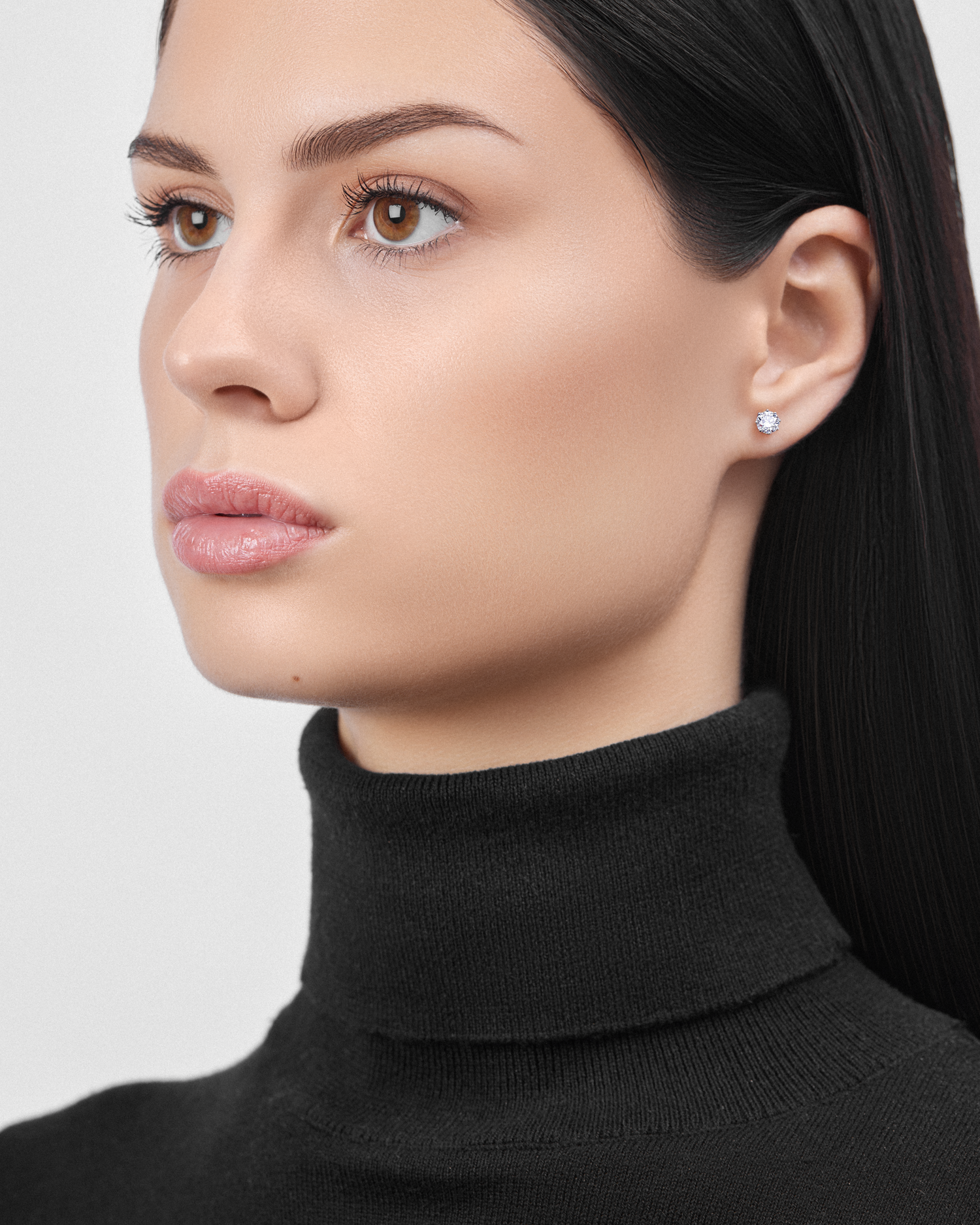 Пусеты с бриллиантами, жёлтое золото