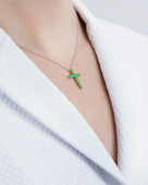 Колье с демантоидами и бриллиантом, белое золото