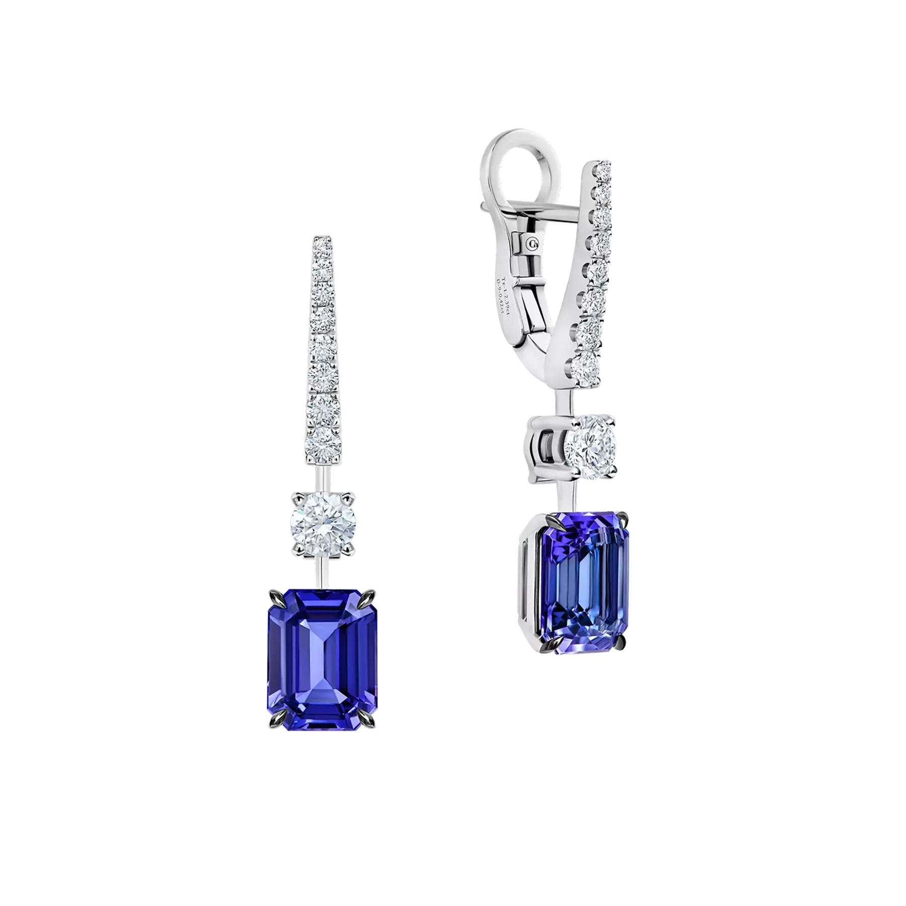 Серьги с танзанитами и бриллиантами, белое золото