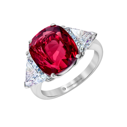 Кольцо с рубином и бриллиантами, платина