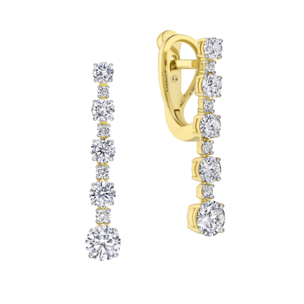 Серьги с бриллиантами, желтое золото