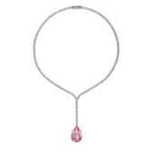 Колье с морганитом и бриллиантами, белое золото