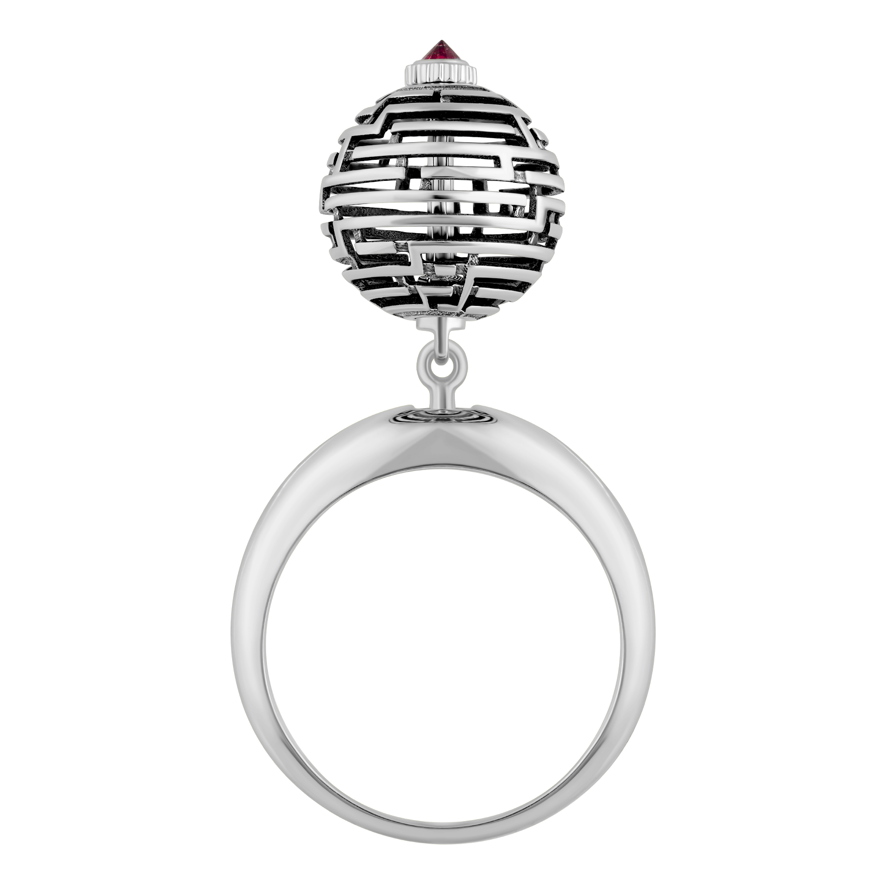 Кольцо с рубином, белое золото