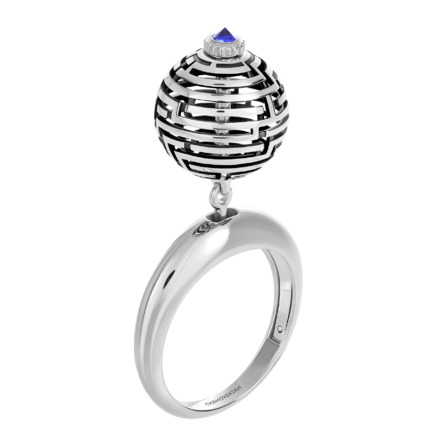 Кольцо с сапфиром, белое золото