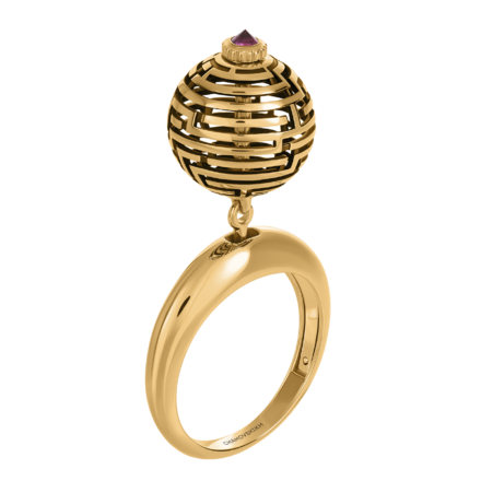 Кольцо с рубином, красное золото