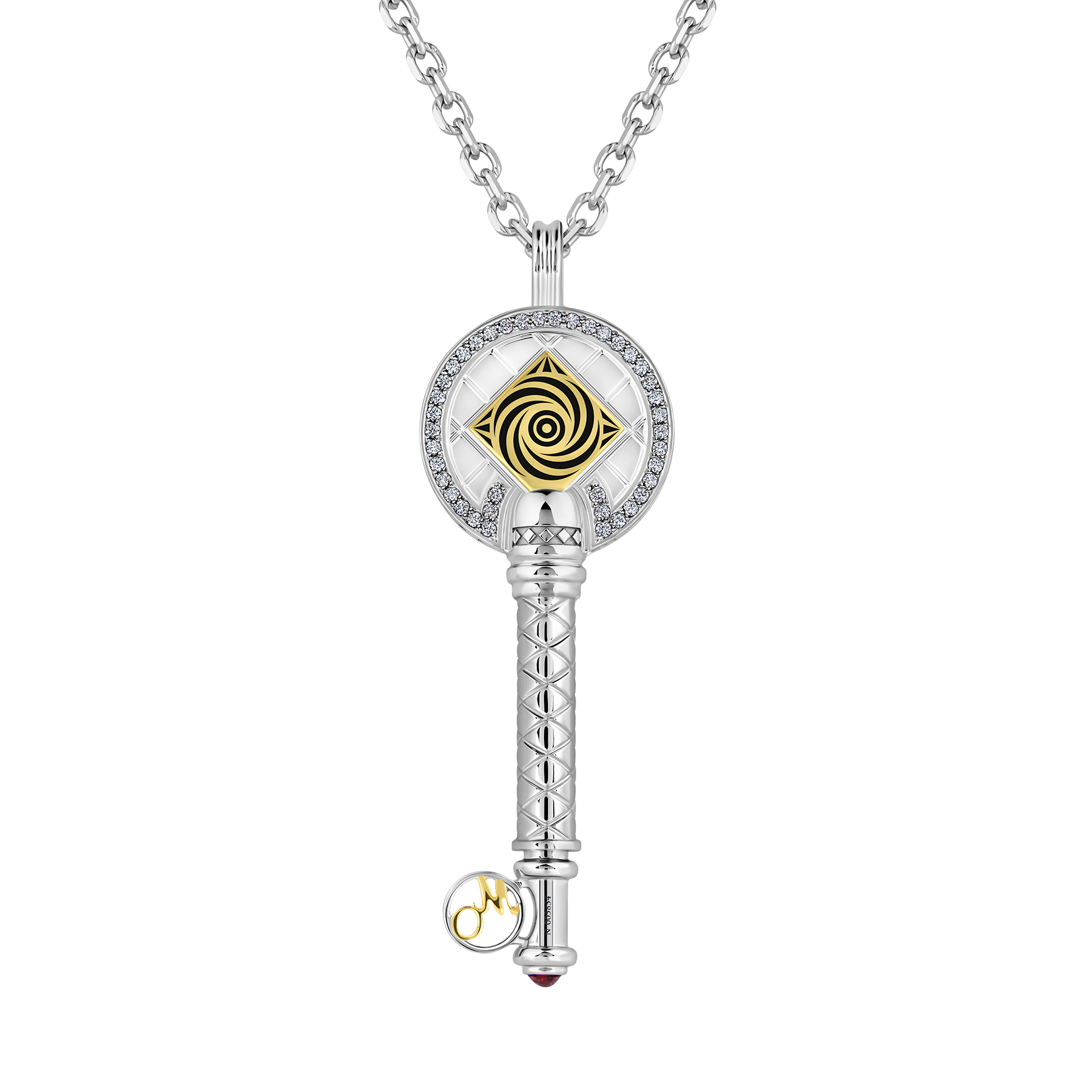 Подвес с рубином и бриллиантами, белое золото, н.керамика