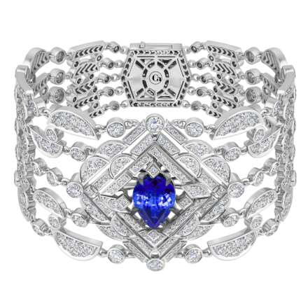 Браслет с танзанитом и бриллиантами, белое золото