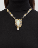 Колье с бриллиантами и желтыми сапфирами, белое золото