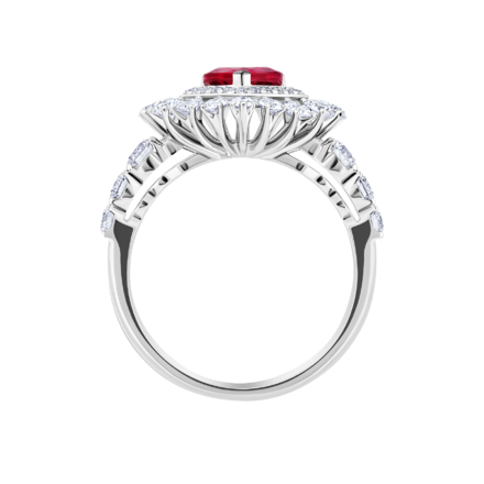 Кольцо с рубином и бриллиантами, белое золото 2