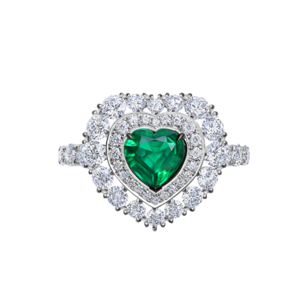 Кольцо с изумрудом и бриллиантами, белое золото 3