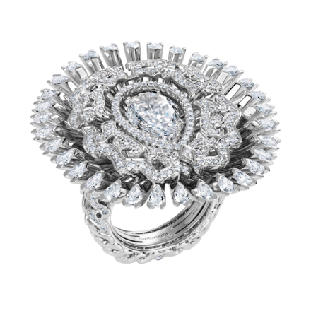 Кольцо с бриллиантами, белое золото