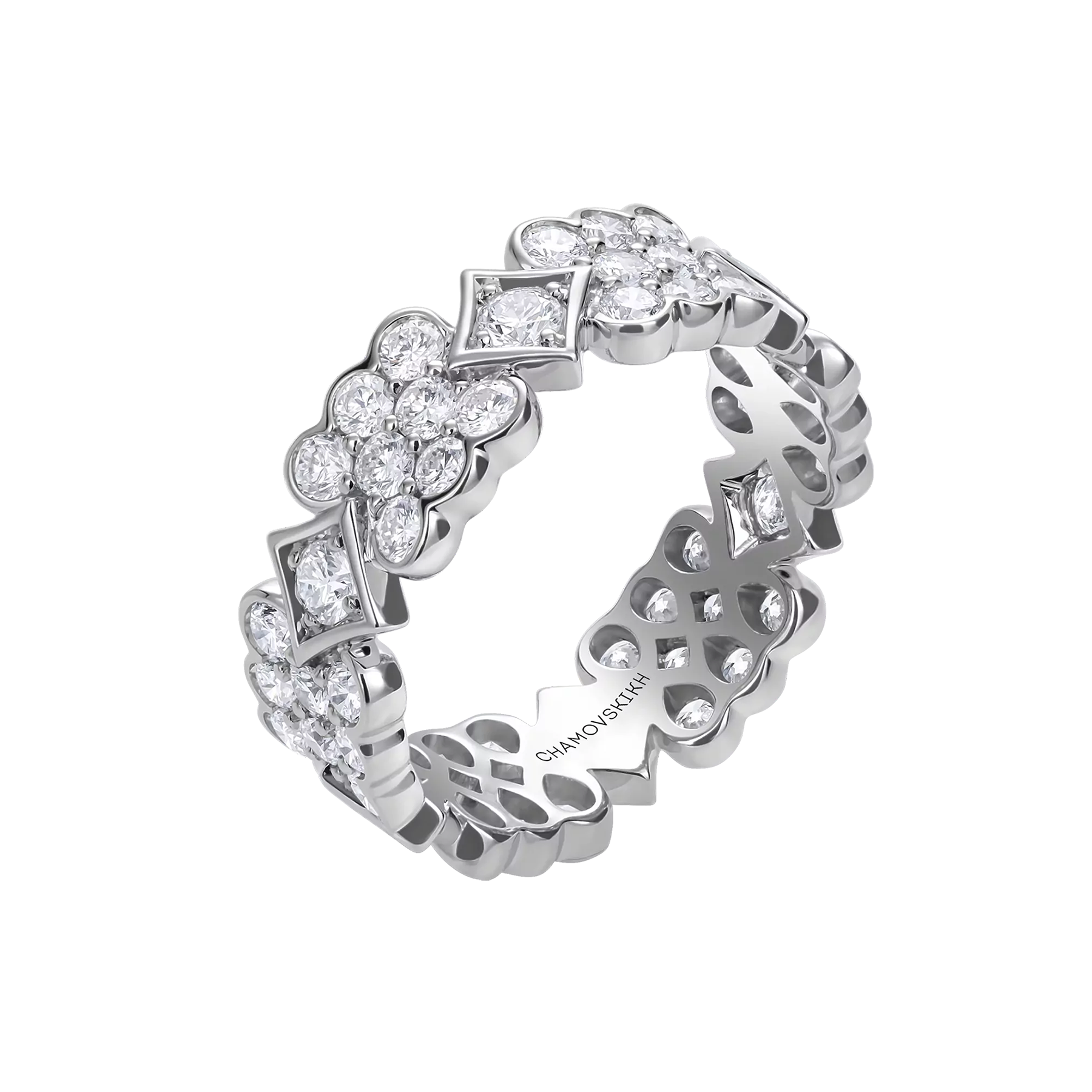 Кольцо с бриллиантами, белое золото