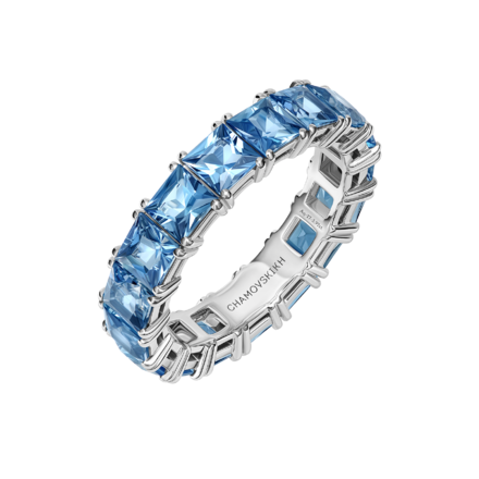 Кольцо с аквамаринами, белое золото