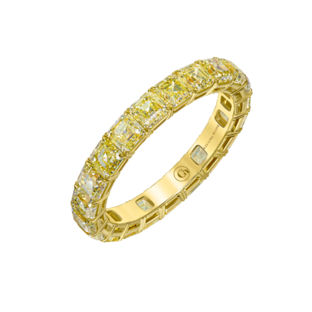 Обручальное кольцо с жёлтыми бриллиантами, жёлтое золото