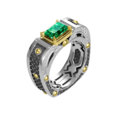 Кольцо с изумрудом и бриллиантами, белое и жёлтое золото