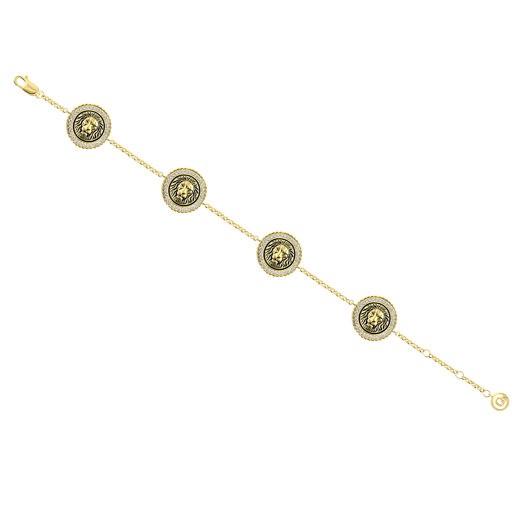 Браслет с бриллиантами, желтое золото