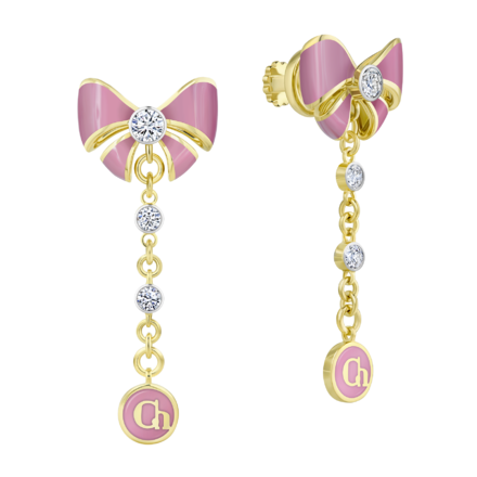 Пусеты с бриллиантами, желтое золото, нанокерамика