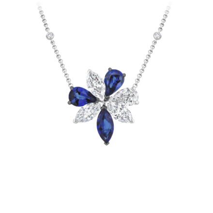 Колье с сапфирами и бриллиантами, белое золото