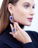 Кольцо с танзанитом и бриллиантами, белое золото