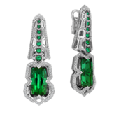 Серьги с верделитами и бриллиантами, белое золото