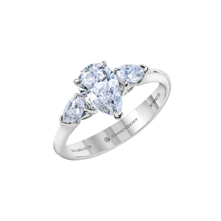 Помолвочное кольцо с бриллиантами, белое золото