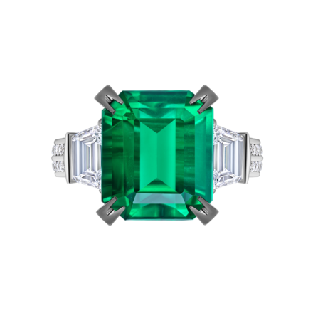 Кольцо с изумрудом и бриллиантами, белое золото 2