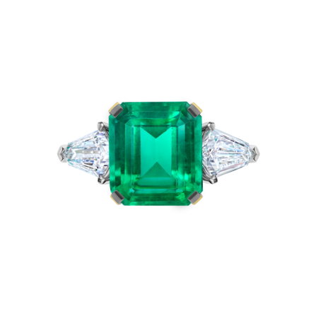 Кольцо с изумрудом и бриллиантами, белое золото 2