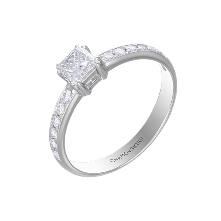 Обручальное кольцо с бриллиантами, белое золото