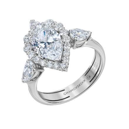 Кольцо с бриллиантами, белое золото