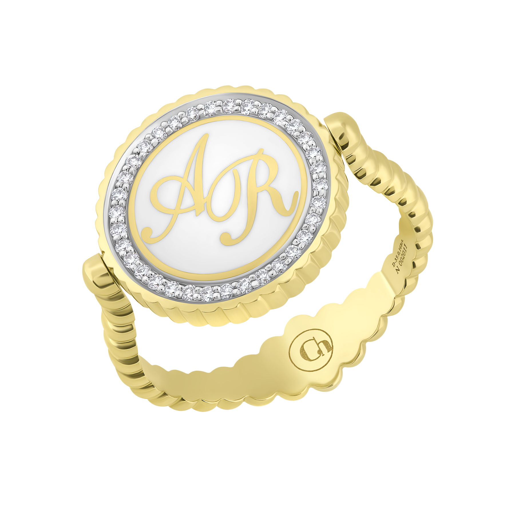 Кольцо с бриллиантами, жёлтое золото, н.керамика