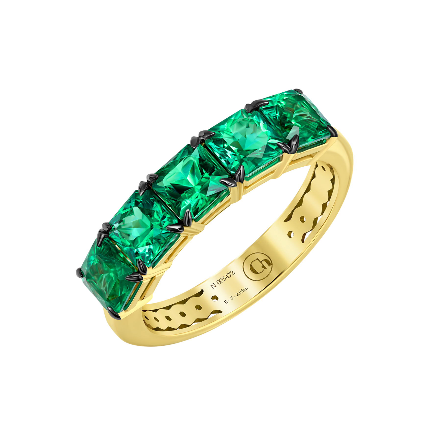 Кольцо с изумрудами, желтое золото