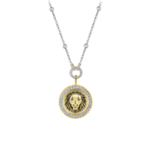 Колье с бриллиантами, н.керамика, белое и желтое золото