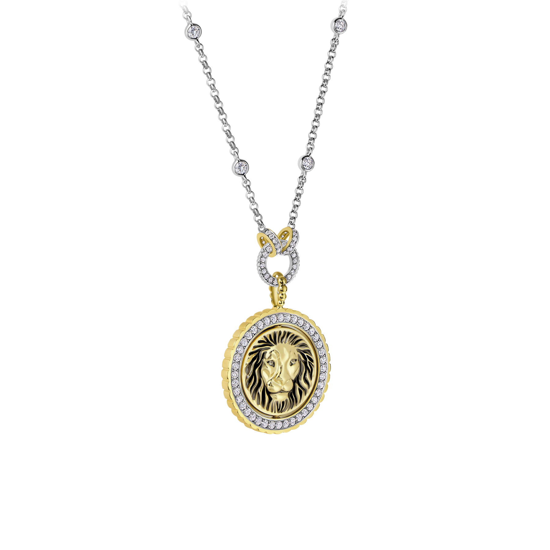 Колье с бриллиантами, н.керамика, белое и желтое золото