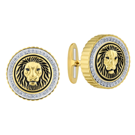 Запонки с бриллиантами, жёлтое и белое золото, н.керамика