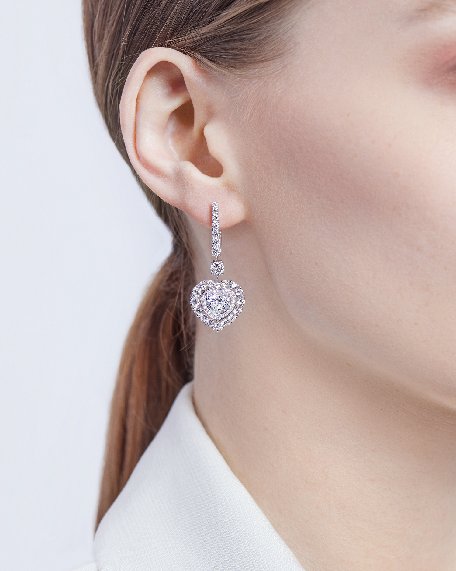 Серьги с бриллиантами, белое золото