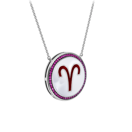 Колье с рубинами и бриллантами, белое золото 2