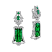 Серьги с турмалинами верделитами, бриллиантами и изумрудами, белое золото