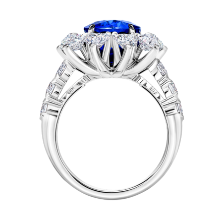 Кольцо с сапфиром и бриллиантами, белое золото 2