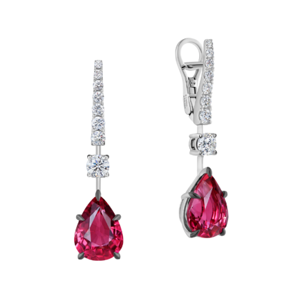 Серьги с турмалинами рубеллитами и бриллиантами, белое золото