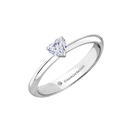 Помолвочное кольцо с бриллиантом, белое золото