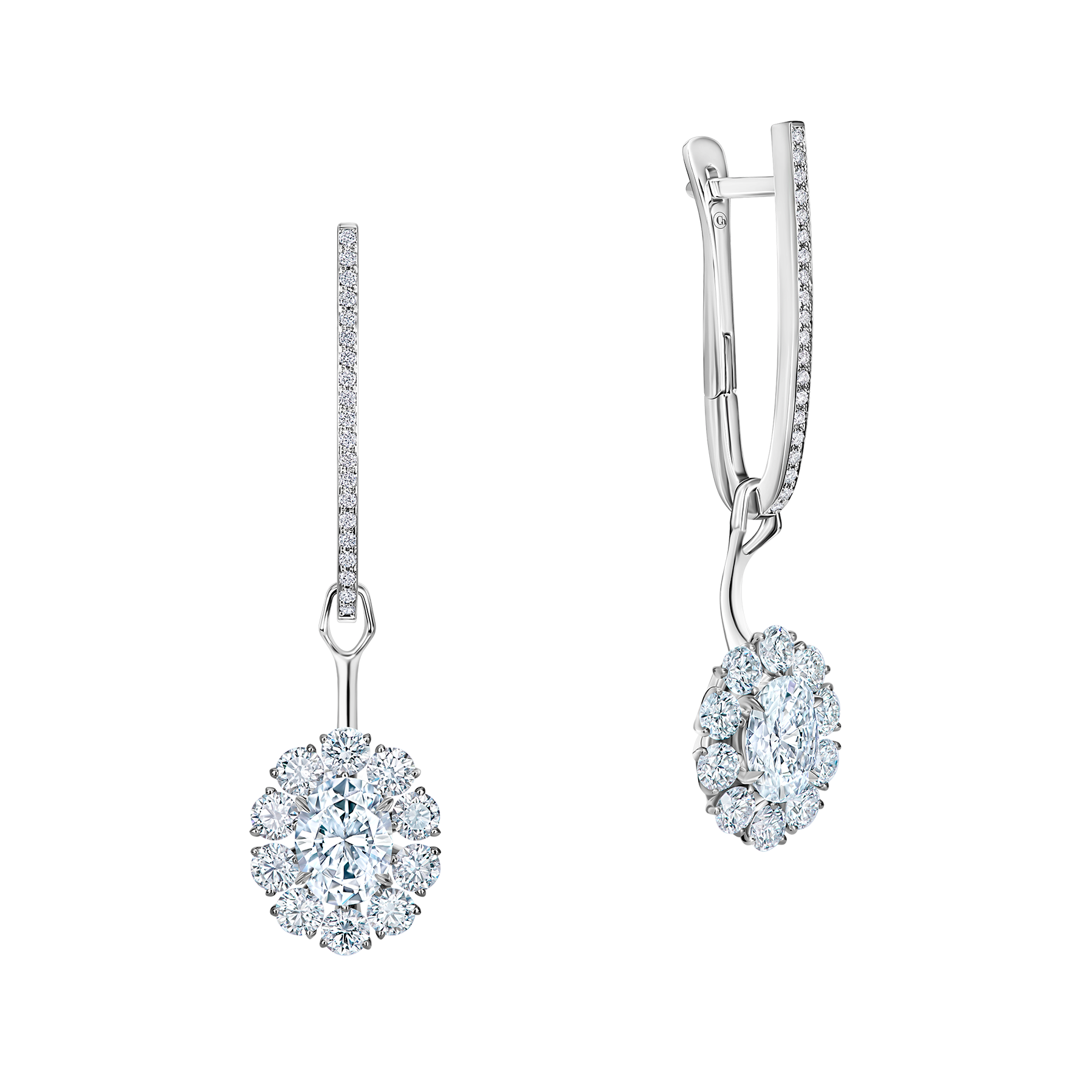 Серьги с бриллиантами, белое золото