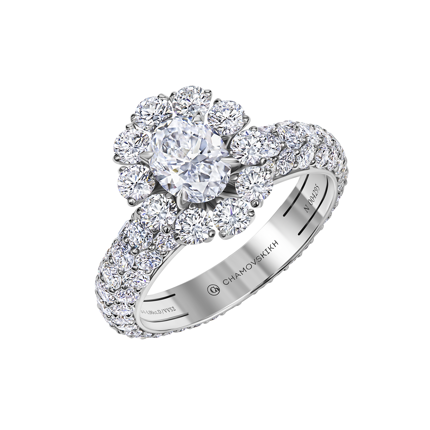 Кольцо с бриллиантами, белое золото