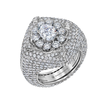 Кольцо с бриллиантами, белое золото